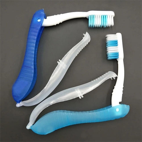 1Pc Blue Folding Travel Toothbrush for Adults, Portable Disposable Soft Toothbrush for Travel, Camping, School