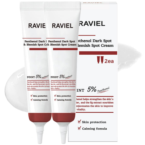 RAVIEL Panthenol Dark Spot & Blemish Care Cream, Intensive Treatment for Brightening and Deep Hydration, 0.5 fl oz x 2