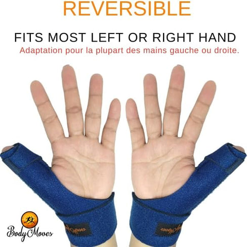 BodyMoves New Thumb Splint Brace - Plus Finger Hot and Cold Gel Pack for Tenosynovitis, Tendonitis, Carpal Tunnel,