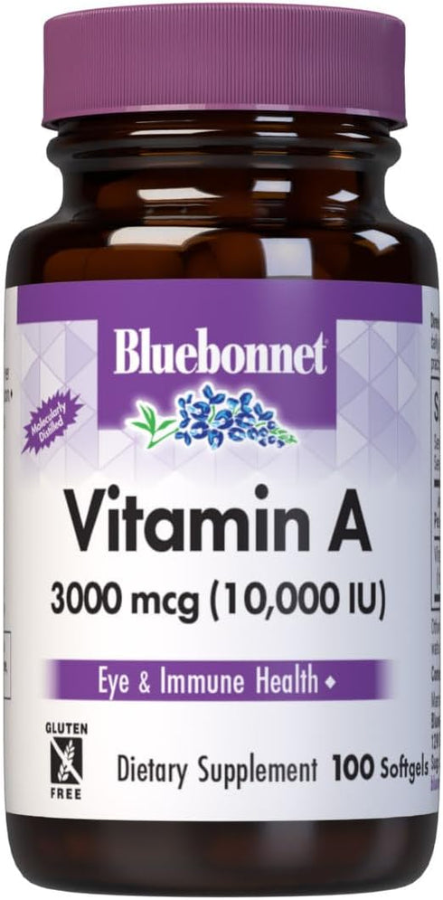 Bluebonnet Nutrition Vitamin A 10,000 IU from Deep Sea, Cold Water, Fish Oil - 100 Softgels - For Eye Health & Immune
