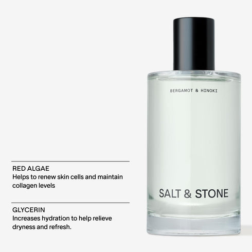 Salt & Stone Body Mist, Bergamot & Hinoki Scent - Skincare Infused Perfume Hair & Body Spray for Women and Men (3.4 fl