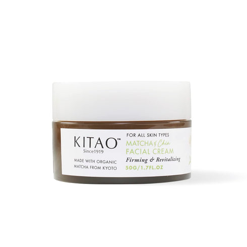 KITAO Matcha Facial Cream Moisturizer - Organic Day & Night Anti-Aging Skincare for Women & Girls, 1.7 fl oz