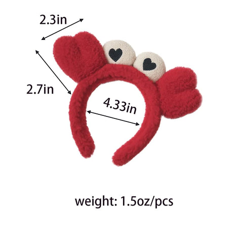 Red Crab Claw Headband for Women, SPA Skin Care Facial Hair Band Makeup Washing Accessories