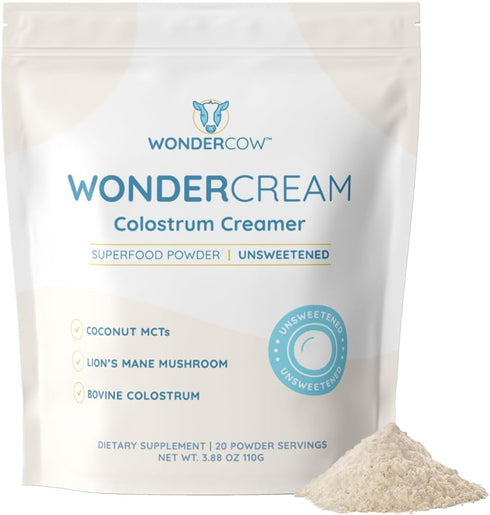 WonderCow Bovine Colostrum Superfood Creamer Powder with Organic Lions Mane & Coconut Milk MCTs