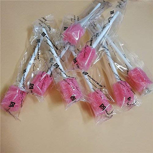 Disposable Oral Foam Swab, Mint Flavored, Individually Wrapped, Red, Box of 50 Counts
