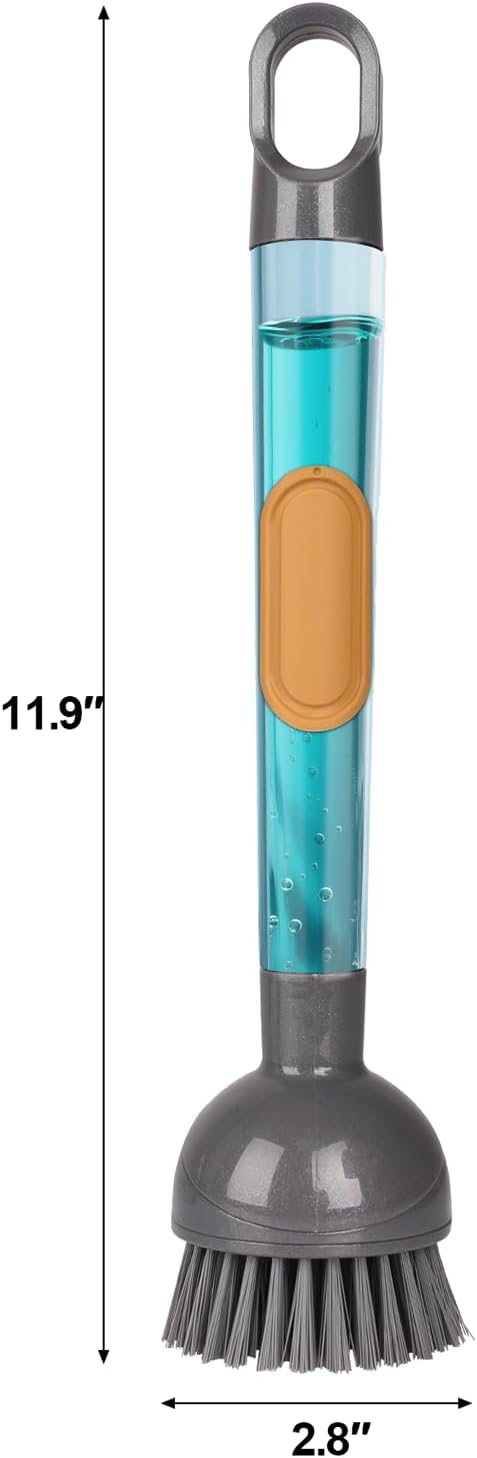 Set 360 2 3 Set Soap Dispensing Dish Brush Storage with Rotating Head, Kitchen Brush with PCS Different Brush Heads