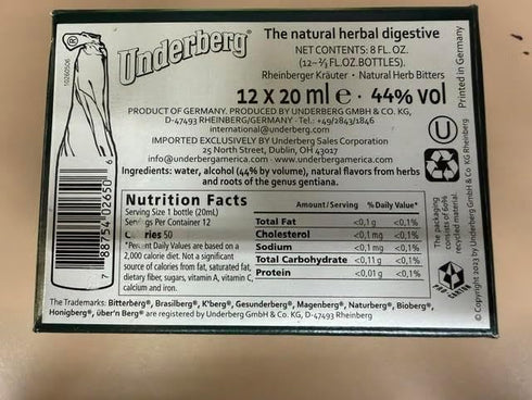 Pack 12 Underberg - One House Bar of Underberg bottles