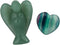 Rockcloud Healing Crystals Puff Heart & Guardian Angel Figurine, Carved Worry Stone Chakra Reiki Balancing Set