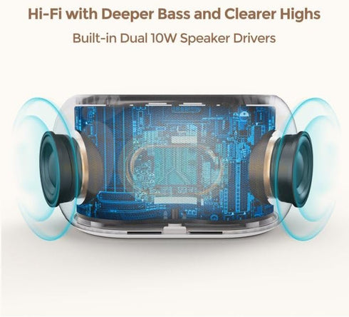 ANJANK Alarm Clock White Noise Sound Machine with Bluetooth Speaker, 21 Sounds, 7 Night Lights, Small Design