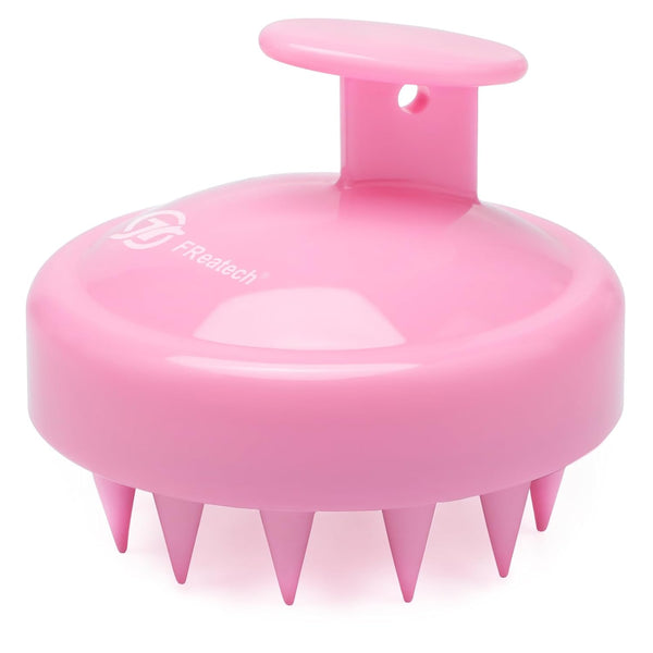 FREATECH Scalp Massager Hair Growth - Scalp Scrubber with Soft Silicone Bristles for Hair Care, Pink