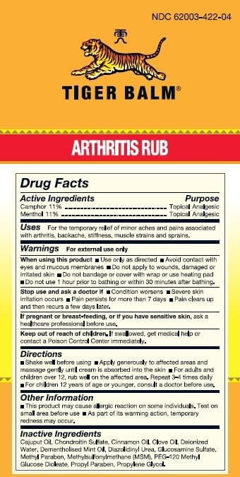 Tiger Balm Arthritis Rub, 4 fl oz