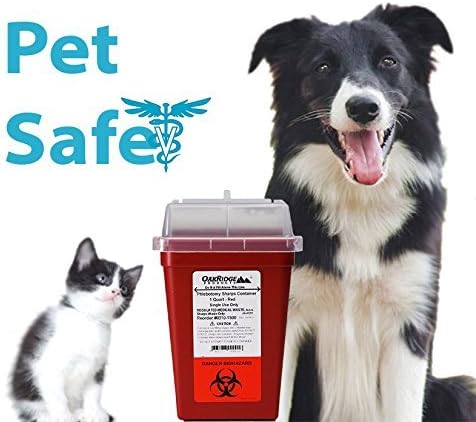 Diabetic Pet Syringe Disposal Container | 1 Quart size (3 Pack) Design by Vets for home safety
