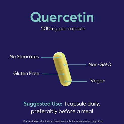 BESTVITE Quercetin 500mg - 240 Vegetarian Capsules (120 x 2) - Vegan, Non GMO, Gluten Free, No Stearates, No Silicon