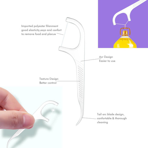 100 Count Dental Floss Picks, Disposable Portable Flossers for Adults Kids, Independent Packaging for Household Travel