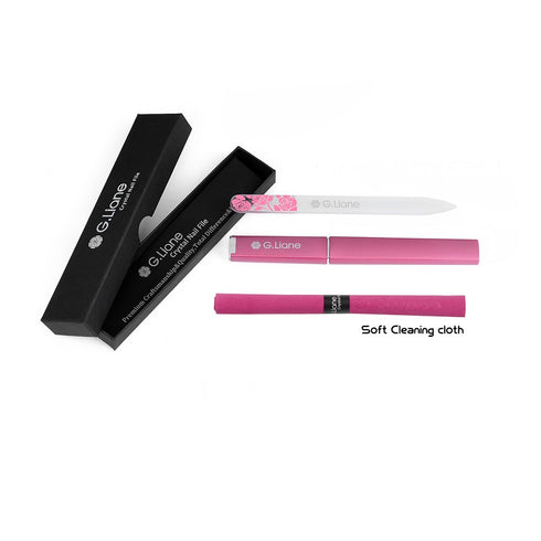 Premium Crystal Fingernail Files with Case - 10 Pack Nail Care Gift Set for Women, Men, Kids (Rose Pink)