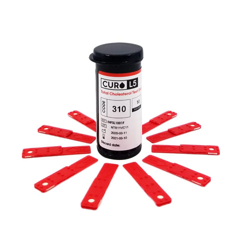 CURO L5 Blood Cholesterol Test Strips, Includes 10 Total Cholesterol Test Strips (Device NOT Included)
