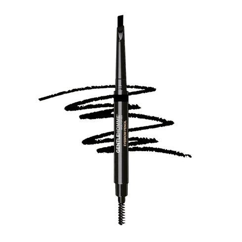 Men's 2-in-1 Eyebrow Brush & Pencil - Ultra-Thin, Long-Lasting Black - Shape, Define & Fill In - Vegan