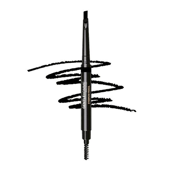Men's 2-in-1 Eyebrow Brush & Pencil - Ultra-Thin, Long-Lasting Black - Shape, Define & Fill In - Vegan