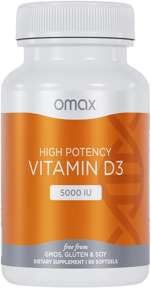 Omax3 High-Potency Vitamin D3 5,000 IU (125 mcg) Strong Bones, Muscles &