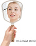 YEAKE Hand Held Mirror with Handle for Makeup, Cute Wood Travel Vanity Mirror for Men & Women (Fanshape)