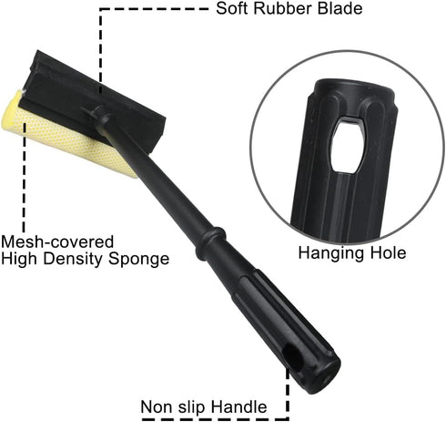 Window Squeegee Car Windshield Squeegee, 8" Washing Sponge Scrubber with Rubber Blade for Car and Bathroom Cleaning