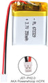 3.7V 350mAh Lithium Polymer Ion Battery, Rechargeable with 2P PH 2.0mm Connector