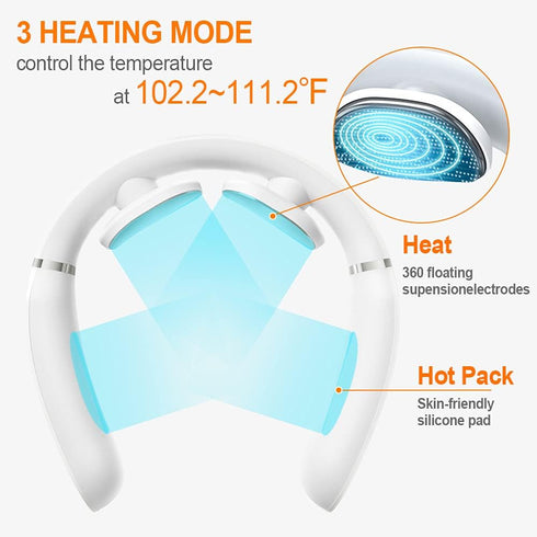 Neck Massager with Heat, Intelligent Portable Neck Massager for Pain Relief, Cordless Pulse with Voice Broadcast & 6