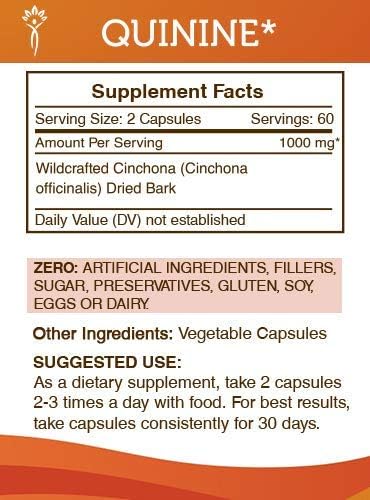 Secrets of the Tribe Quinine Capsules - 1000 mg Wildcrafted Quinine Dried Bark, Leg Cramp Support Supplement, 120