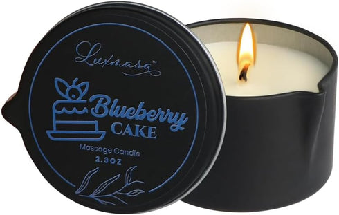 Organic Soybean Wax Essential Oil Infused Massage Oil SPA Candle for Couples, Blueberry Cake Scent 2.35OZ