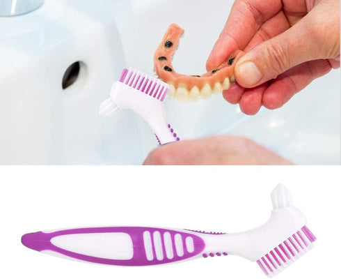 ZJchao Toothbrush, 2pcs Double-Sided Oral Care Denture Cleaning Brush, Portable Brushes for Household Effective Cleaning