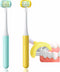 2 Pieces 3 Sided Toddler Toothbrush - Soft Bristles for Kids Tooth and Gum Care (C1 Blue + Yellow)