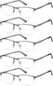 EYECEDAR Blue Light Blocking Reading Glasses, 5 Pack, Metal Half Frame, Spring Hinges, 1.75 for Men