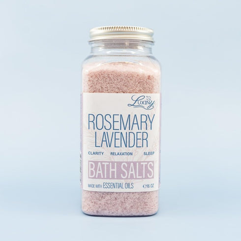Luxiny Bath Salts for Women, Relaxing Sea Salt Soak with Almond Oil & Essential Oils, 16 oz. (Rosemary Lavender)