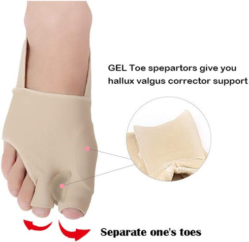Bunion Straightener Protector Relief Sleeve with Gel, Cushioned Splint, Orthopedic Hallux Valgus Corrector, 2 Pcs (S)