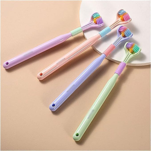 Three-Sided Soft Hair Toothbrush, 2 Pcs Random Color, Effective for Adults and Children