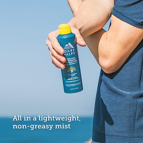 Oars + Alps Hydrating SPF 70 Sunscreen Spray - Vitamin C Infused, Water and Sweat Resistant, 6 Oz