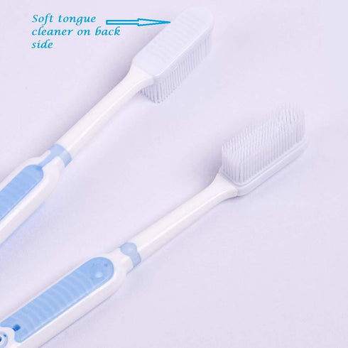 COOL & FRESH Silicone Bristles Toothbrush - 2 Pack Effective Manual Toothbrush