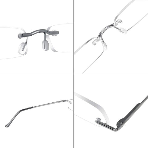 TERAISE Upgrade Lightweight Frameless Reading Glasses for Men and Women with Pen Clip Tube Case