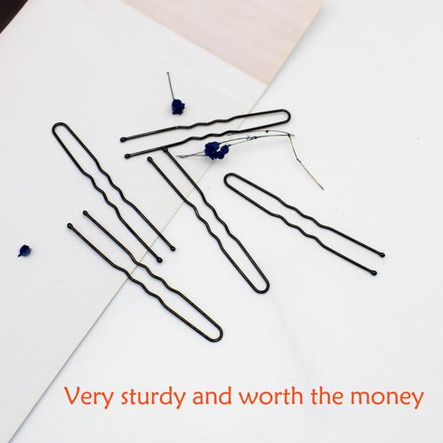 YINGFENG 330 Count U Shaped Hair Pins: 2.4 inch Black Bun Pins for Women and Girls with Storage Box, Hair Accessories