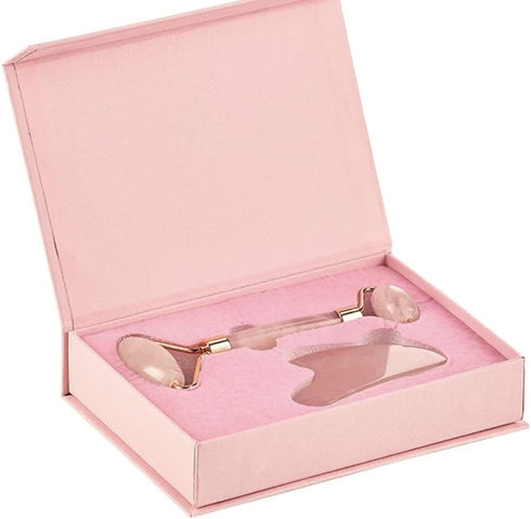 Jade Roller & Gua Sha Set - Rose Quartz Face Roller for Ultimate Facial Skin Care Products & Beauty Tools