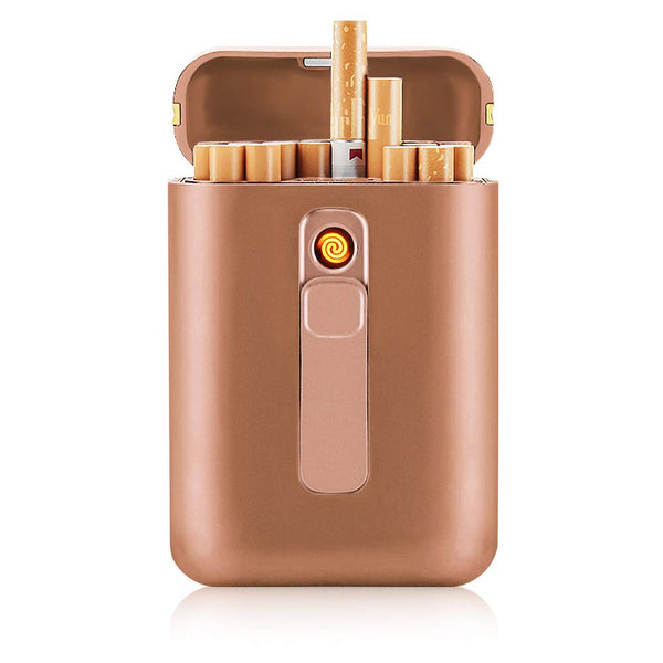Cigarette Case with Lighter, King Size Portable Pack for 20 Regular Size Cigarettes, USB Rechargeable Lighter