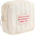 Small Makeup Bag - Quilted Travel Cosmetic Organizer in White Square Pouch with Zipper, Cute Toiletry Bag for Women