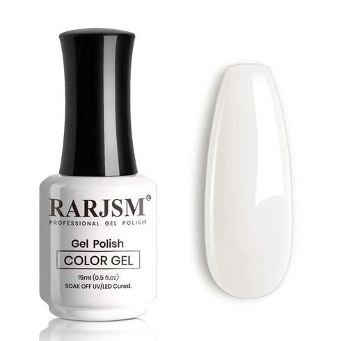 RARJSM Milky White Gel Polish, 15ML French White Nail Art Manicure Varnish, LED UV Translucent Gel Nail Polish Soak Off
