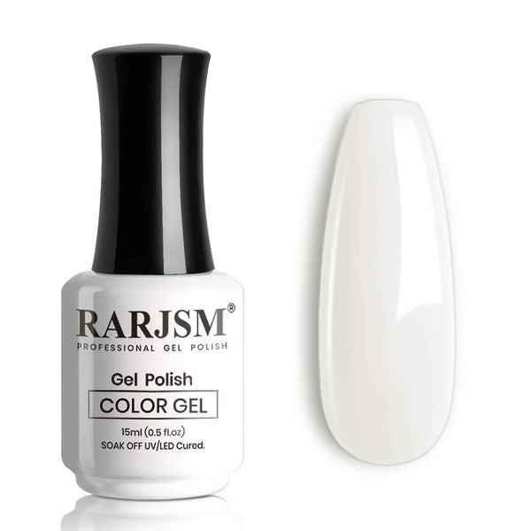 RARJSM Milky White Gel Polish, 15ML French White Nail Art Manicure Varnish, LED UV Translucent Gel Nail Polish Soak Off