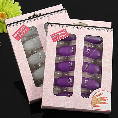 HIGHROCK 10Pcs Acrylic Nail Art Polish Remover Wrap Cleaner, Superior Clip Caps (Purple)