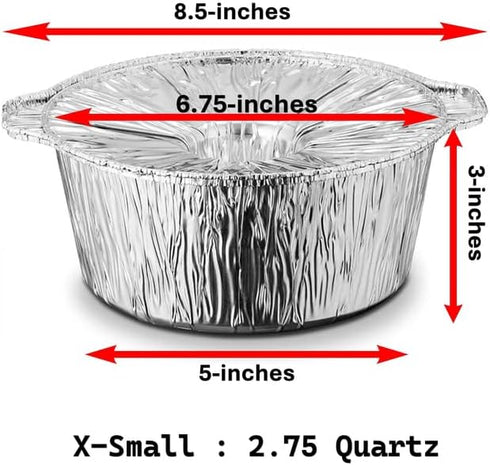 Jetfoil 2.75 3 Count Decorline Aluminum Round Foil Pot with Lid Qtz X Small | Disposable Cooking Containers | Oven