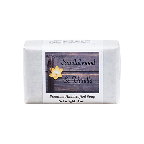 Sandalwood Vanilla Soap, Handmade for Softer Skin, 4 oz, with Cocoa Butter and Essential Oils