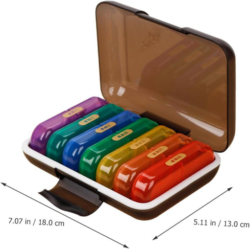 LOEFLIFA Weekly Pill Organizer Case Portable Wear-Resistant Medicine Holder Small Travel Container with Colorful Lid