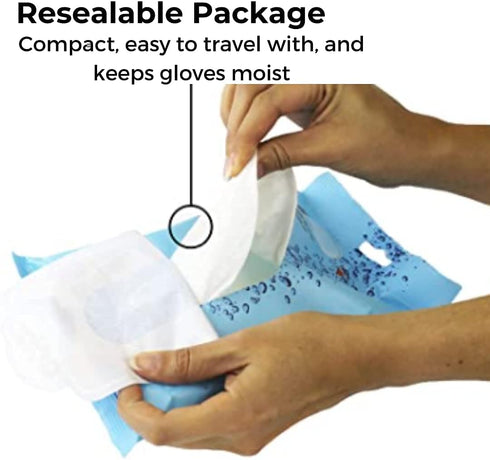 Pack 12 Cleanis Cleansing Wipes Wash Gloves Sensitive Aqua - Medical Grade Pre-Moistened - No Water, Soap, Rinsing