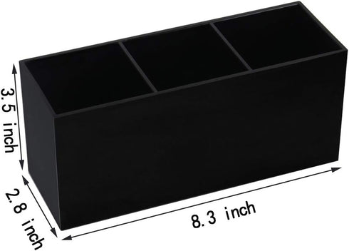 Weiai Black Acrylic Makeup Brush Holder Organizer, 3 Slot Cosmetics Brushes Storage Solution